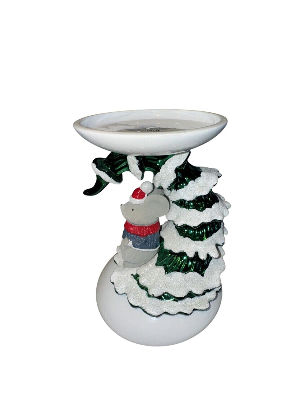 Christmas TREE MOUSE Single Wick Candle Pedestal Holder NEW Bath And Body Works